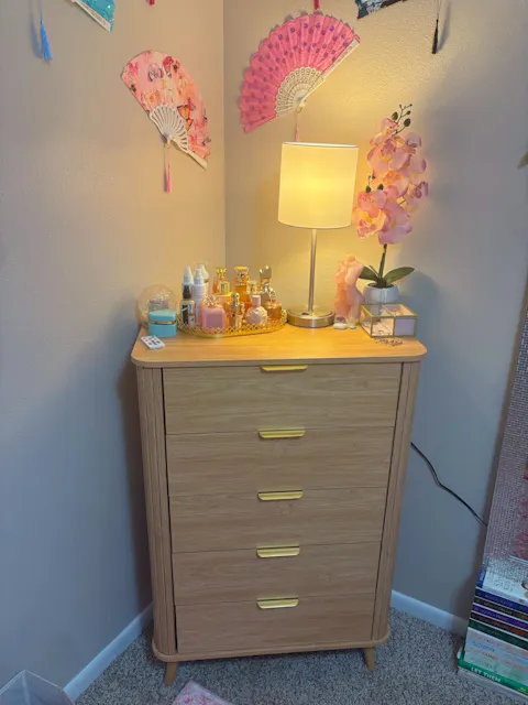 ADORNEVE Tall Chest of Drawers with 5 Drawers for Bedroom Wood Closet Clothes Storage Organizer for Living Room Hallway