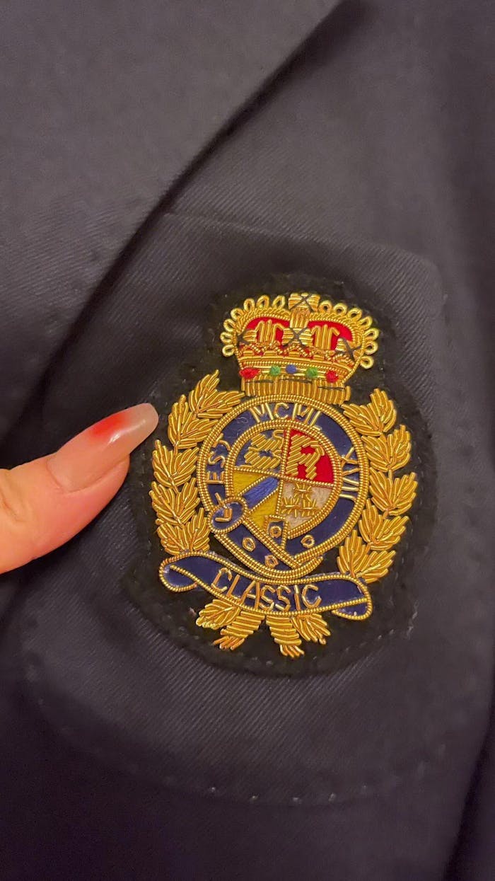 Aesido Navy Double Button Notch Lapel Men's Blazer