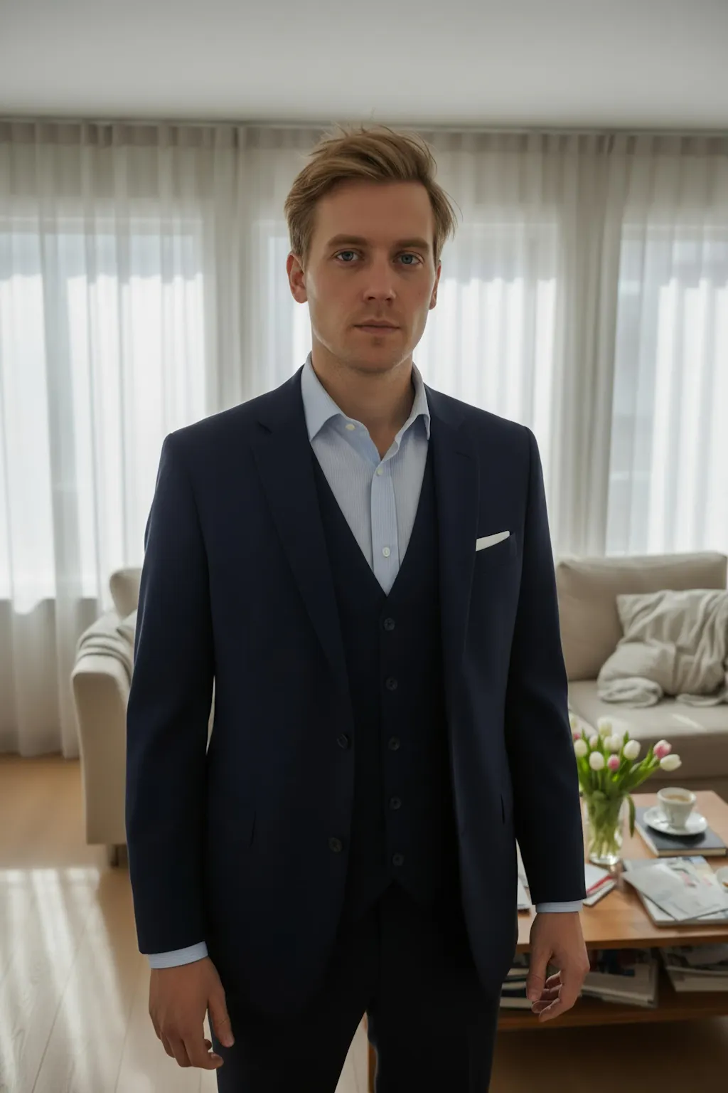 Aesido 3 Piece Single Breasted Men's Wedding Suit