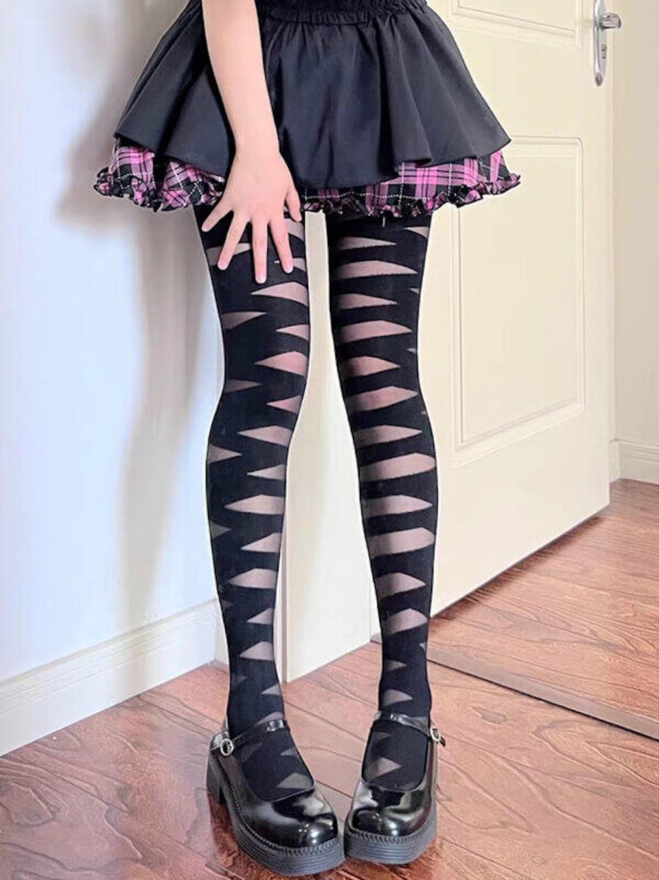 Lace Cross Bandaged Aesthetic Tights • Aesthetic Clothes