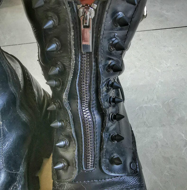 Boots with laces and clearance zipper