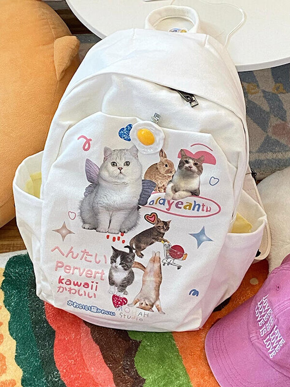 Kawaii Cats Backpack Weirdcore Aesthetic - Aesthetic Shop