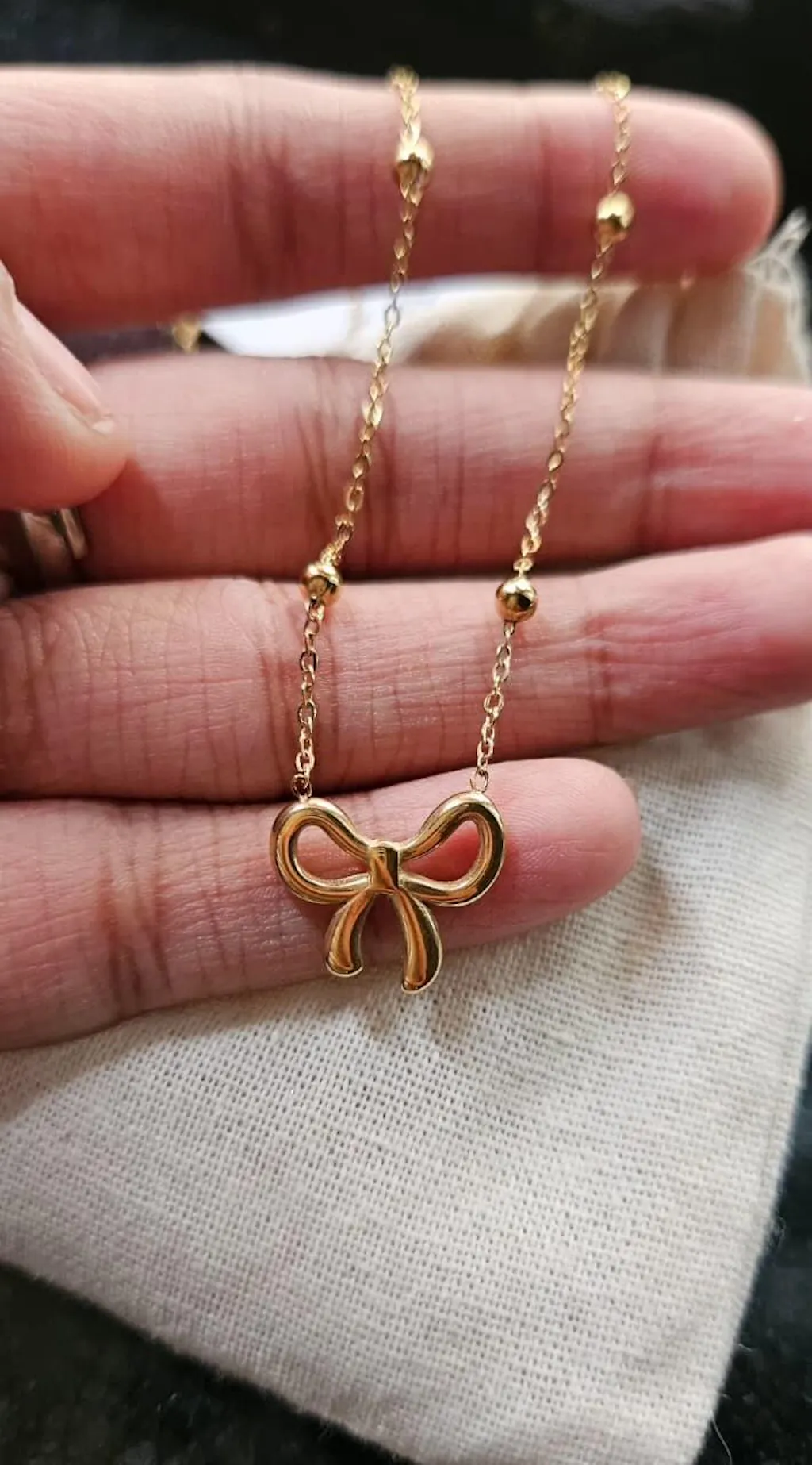 Stainless Steel 18K Gold Plated Bow pendant Necklace