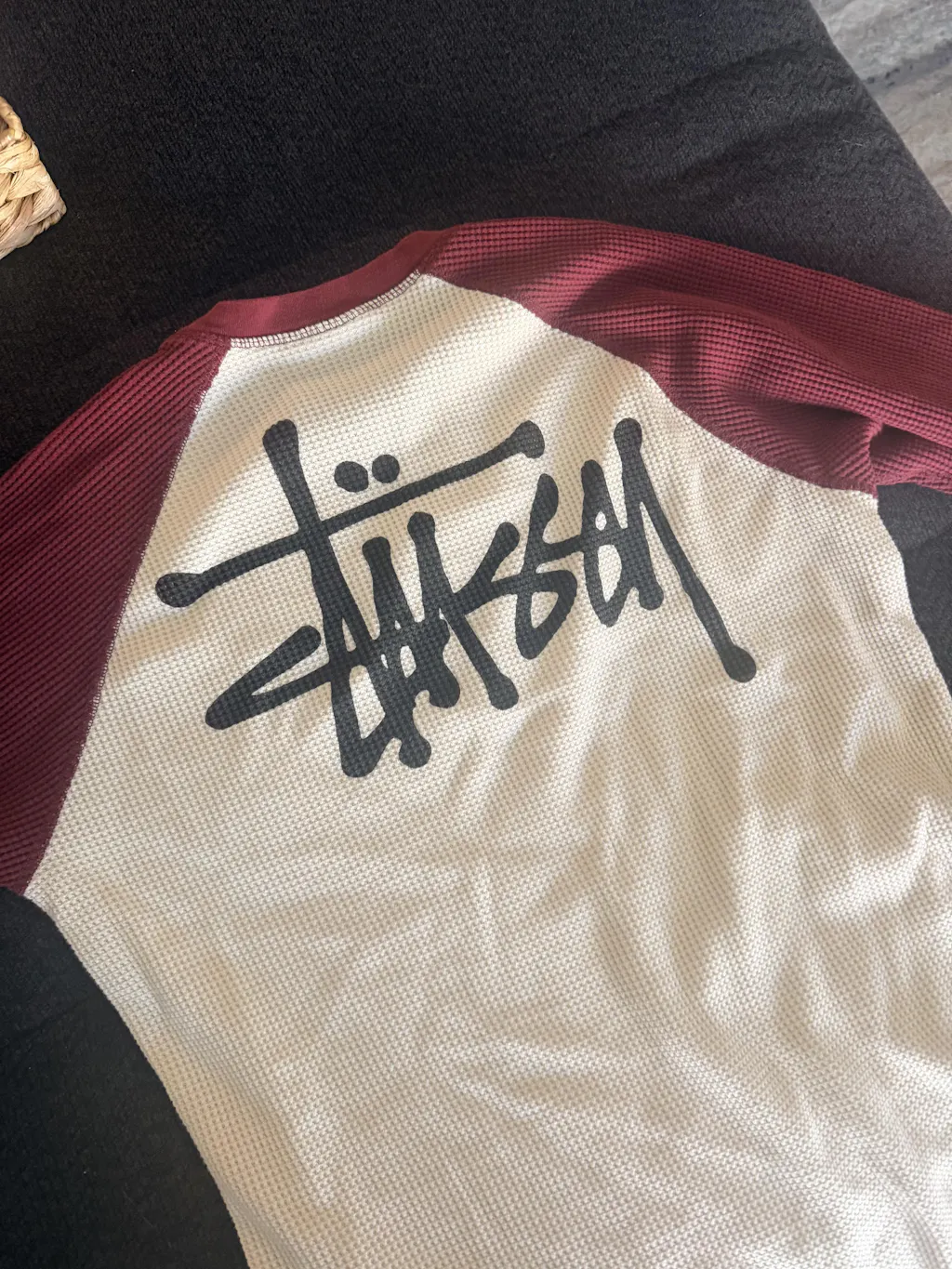 Stussy Thermal 2 Tone Raglan Shirt White