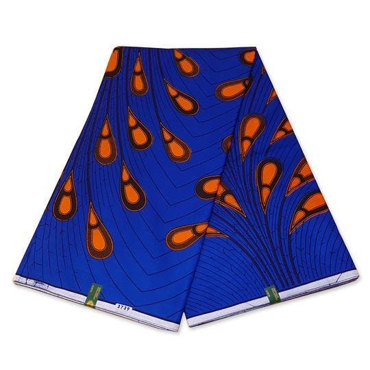 VLISCO Hollandais Wax Print Fabric - BLUE / ORANGE BULB – AfricanFabs