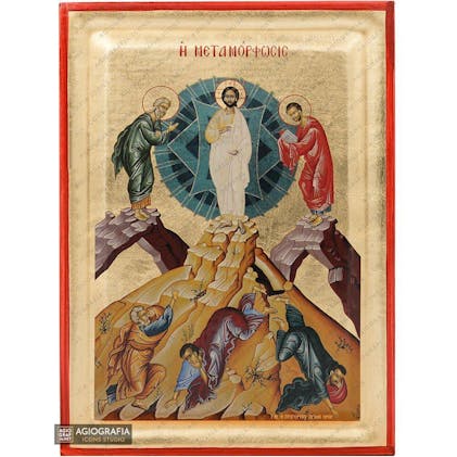 Transfiguration of Jesus Christ Orthodox Wood Icon with Gold Leaf