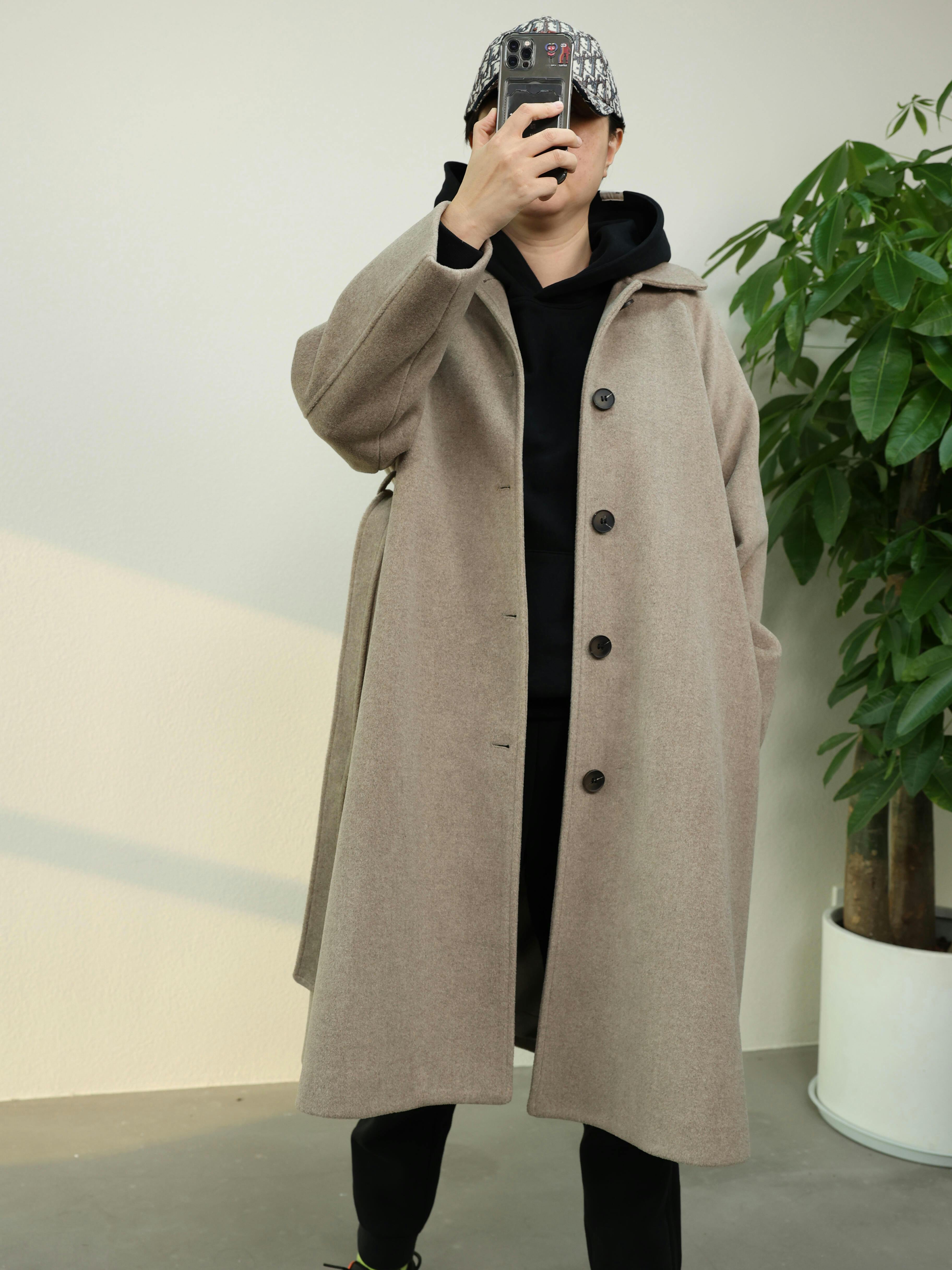 Oversize Button Up Wool Coat With Belt | Ahaselected