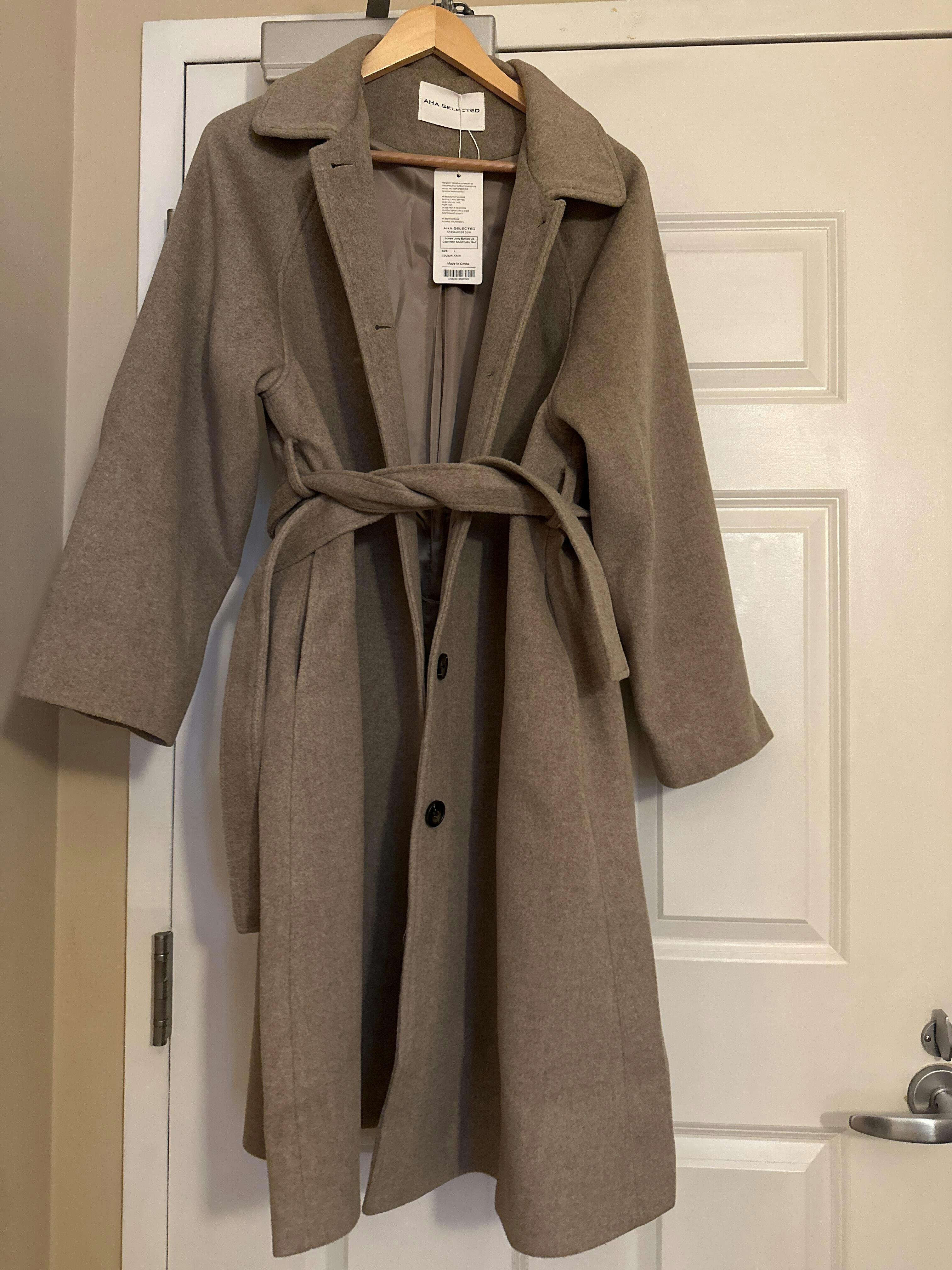 Oversize Button Up Wool Coat With Belt | Ahaselected