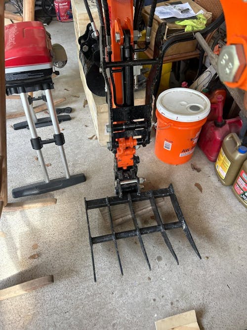 19.3" Mini Excavator Rake Attachment for Land Clearing, Debris Removing, Soil Spreading