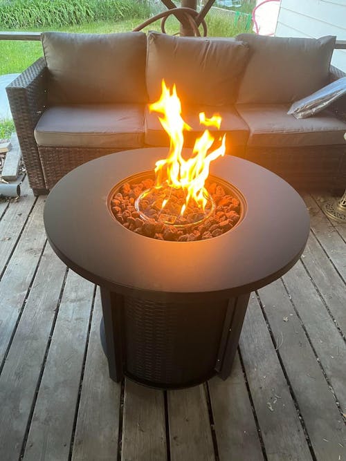 30' Propane Gas Fire Pit Table, 50000 BTU Round Steel Fire Pit for Outside Patio Garden