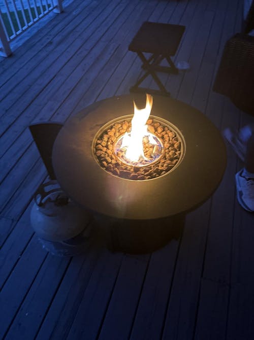 30' Propane Gas Fire Pit Table, 50000 BTU Round Steel Fire Pit for Outside Patio Garden