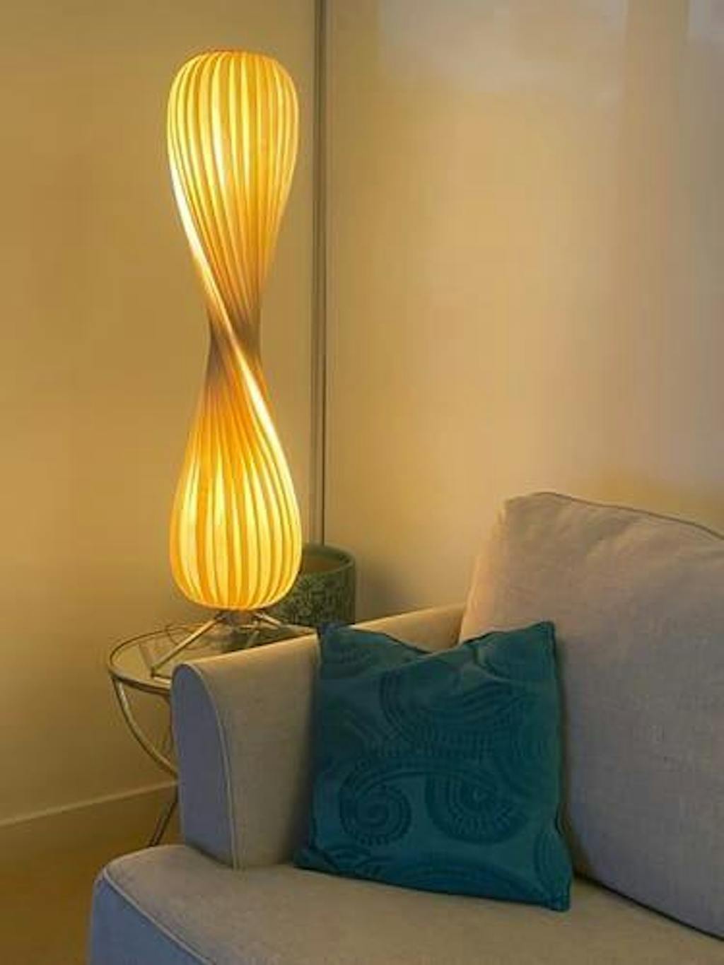 Wooden Floor Lamp Sculptural Dimmable LED Floor Light