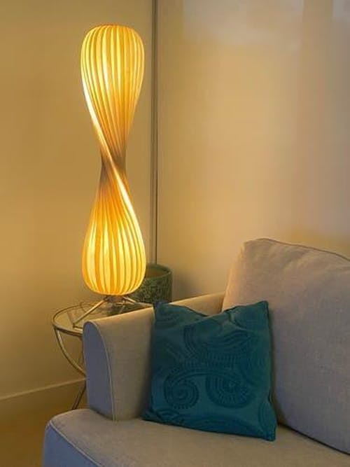 Wooden Floor Lamp Sculptural Dimmable LED Floor Light