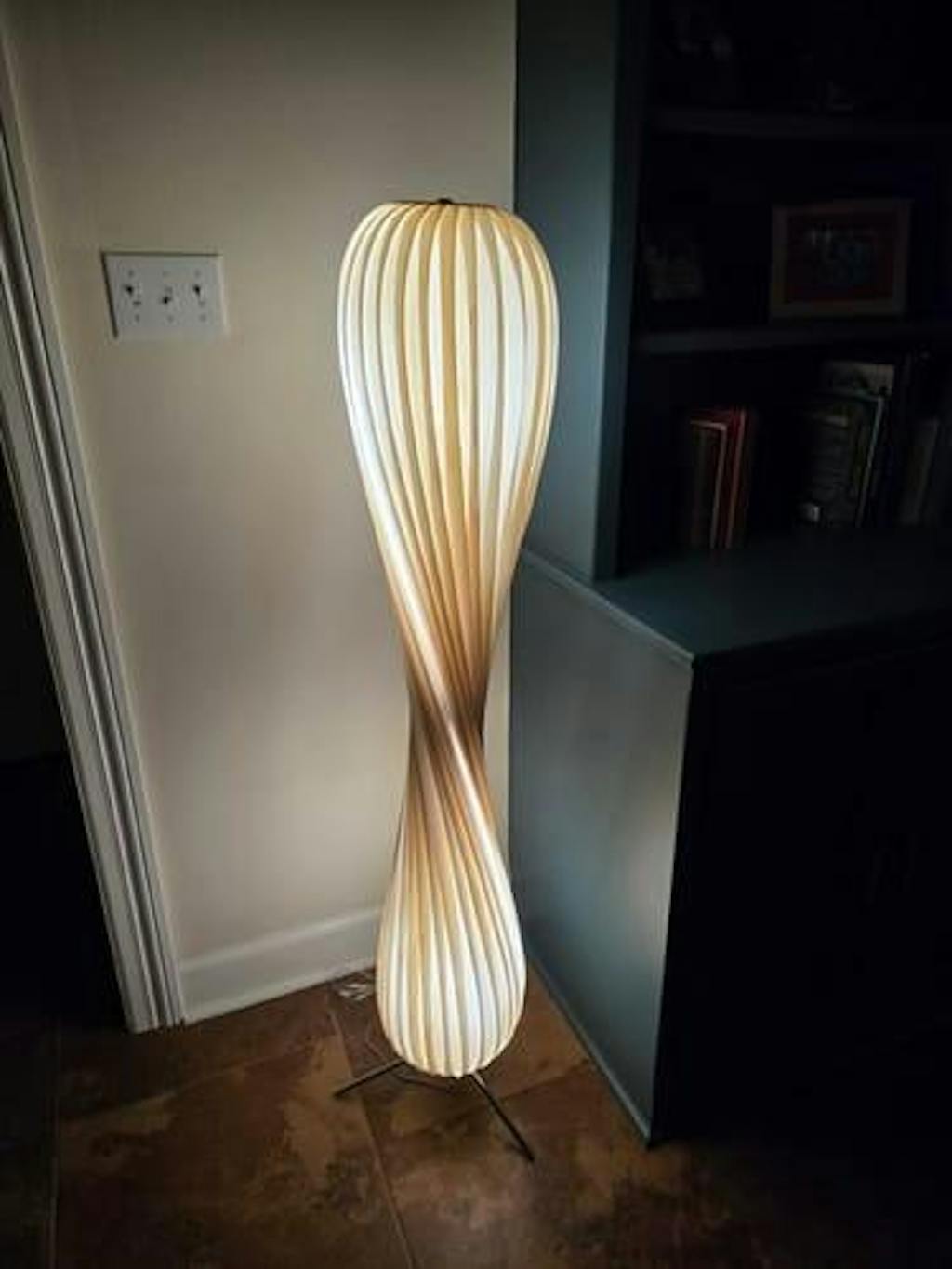 Wooden Floor Lamp Sculptural Dimmable LED Floor Light