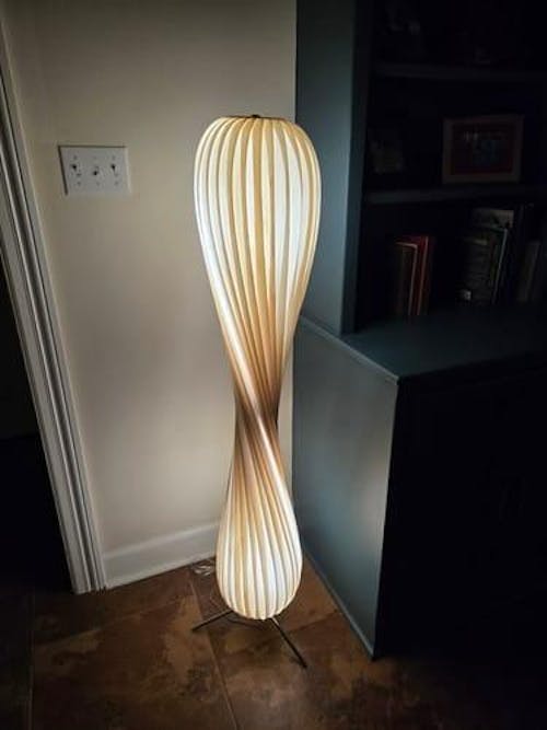 Wooden Floor Lamp Sculptural Dimmable LED Floor Light