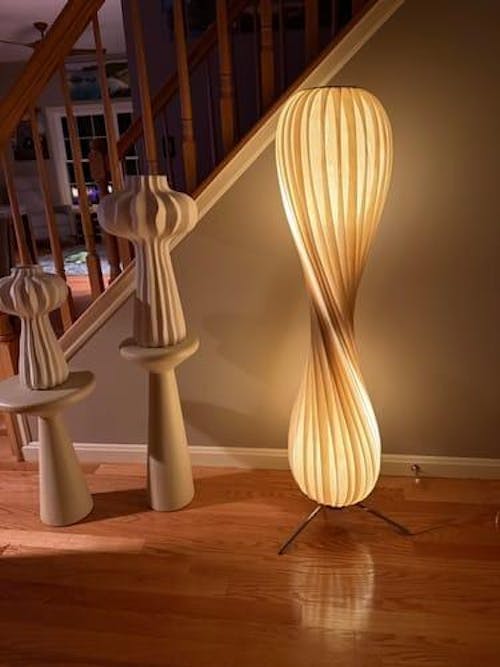 Wooden Floor Lamp Sculptural Dimmable LED Floor Light