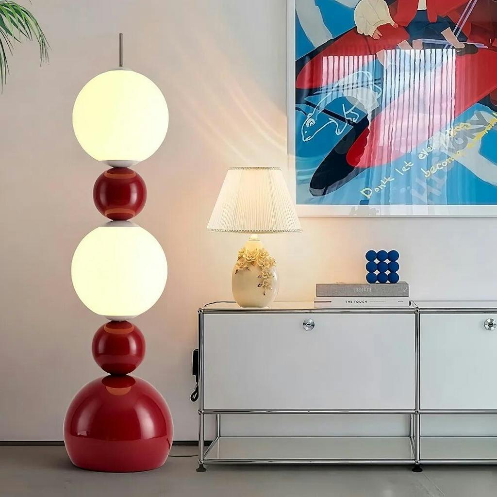 Modern LED Floor Lamp with Foot Switch 3-Color Ambient Lighting Energy-Saving Funky Fruit Design