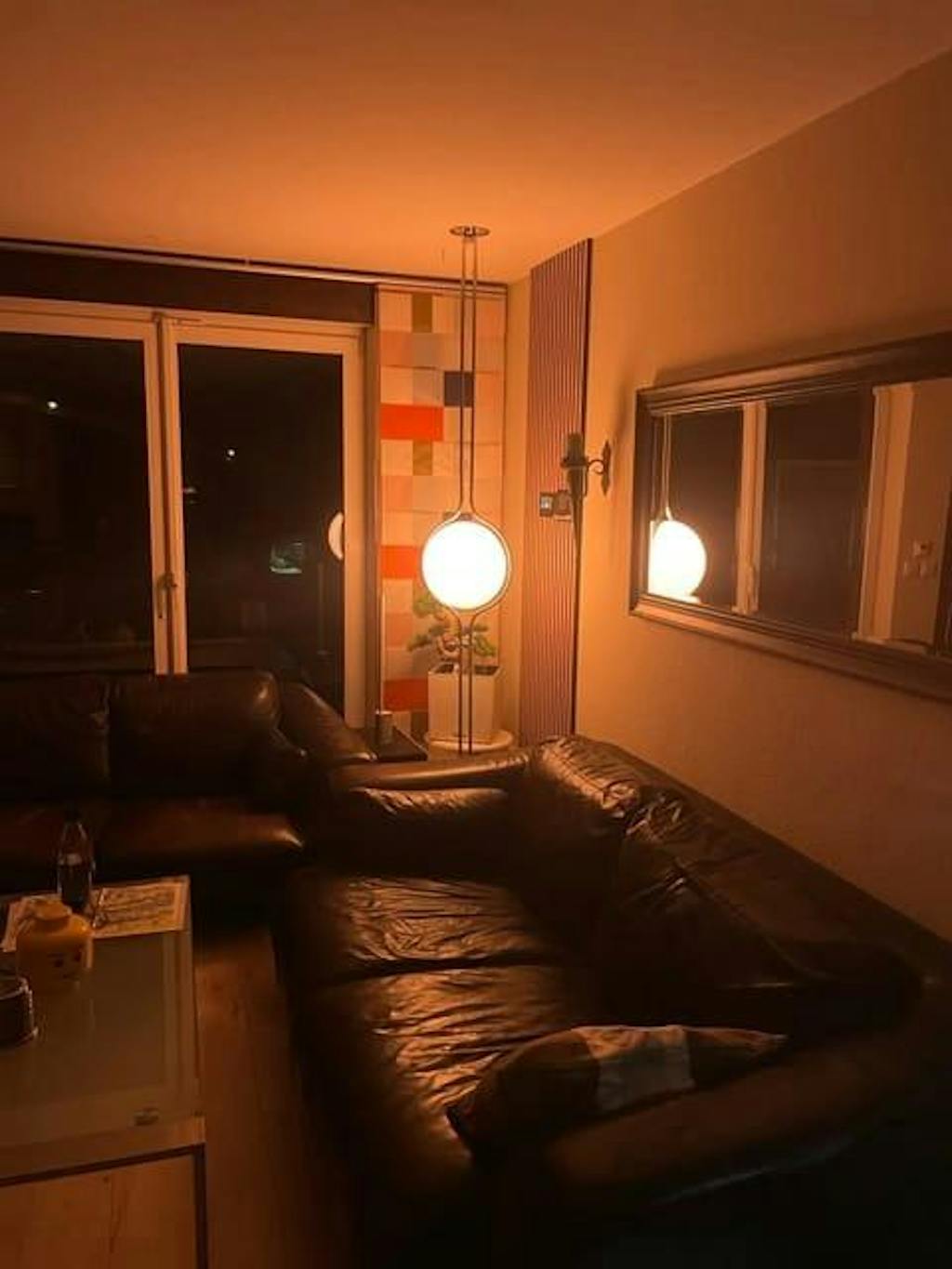 Cream Orb Floor to Ceiling Lamp Soft Ambient Light