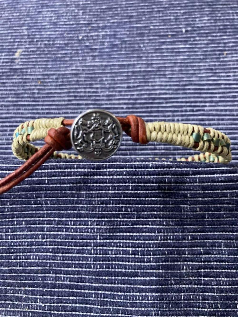 Leather Seed Bead Rattlesnake Tail Weave Bracelet