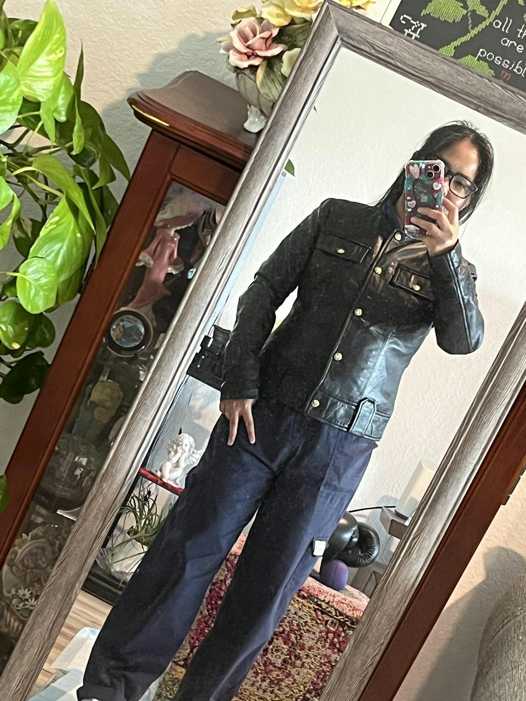 Blackpink Rose Black Collarless Leather Jacket