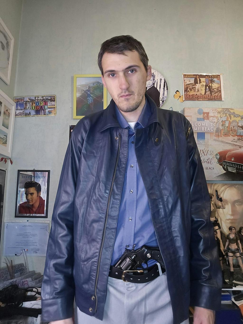 The Professional Jean-Paul Belmondo Blue Leather Jacket