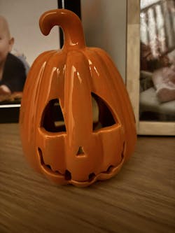 Orange Carved Pumpkin Lantern, 13cm