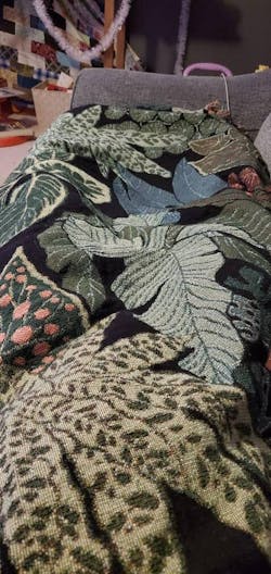Botanical Woven Blanket – Cotton Throw for Couch, Bed, or Picnic Blanket