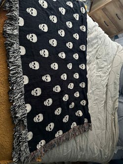 Black Skull Cotton Woven Blanket