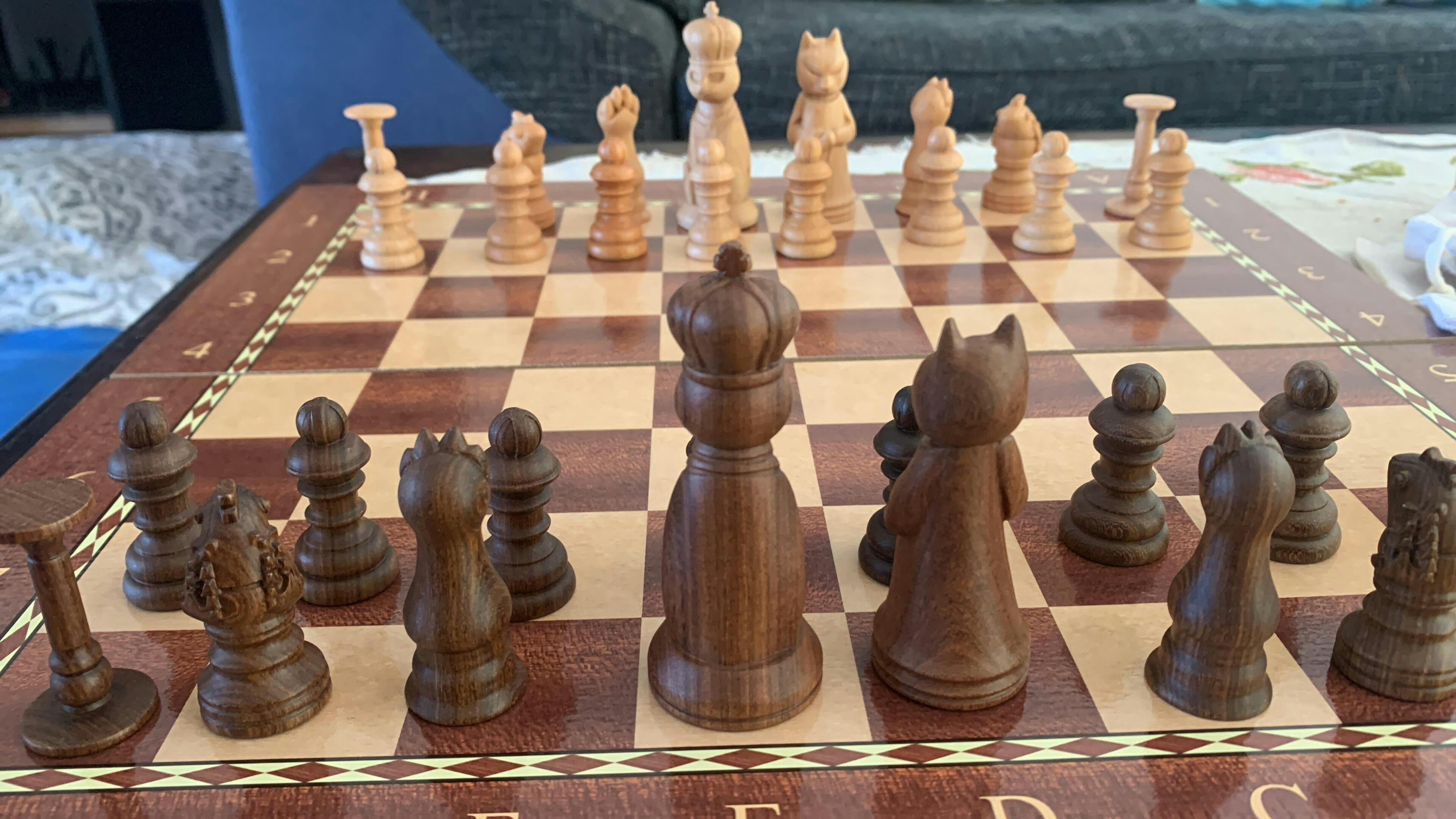 Cat Theme Chess sets-Sandalwood & Beechwood | Alldorables