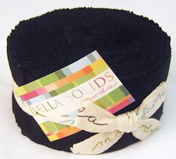 Cotton Fabric Jelly Roll Set of 40 2.5" x 44" Precut Strips for Quilting, Moda Basics Bella Solids Black 9900-99