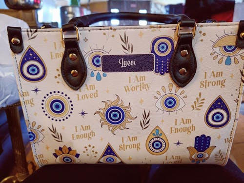 I Am Strong - Evil Eye - Personalized Custom Leather Handbag - e_eye_strong_1 ag37
