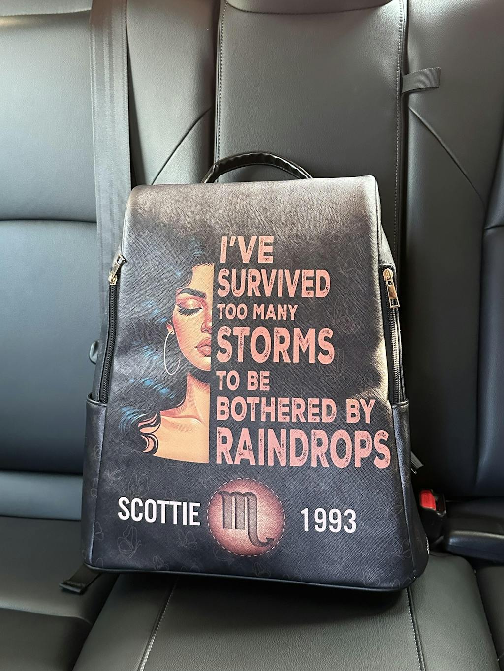 They Whispered To Her You Cannot Withstand The Storm She Whispered Back I Am The Storm - Personalized Custom Leather Backpack - HS049_BP