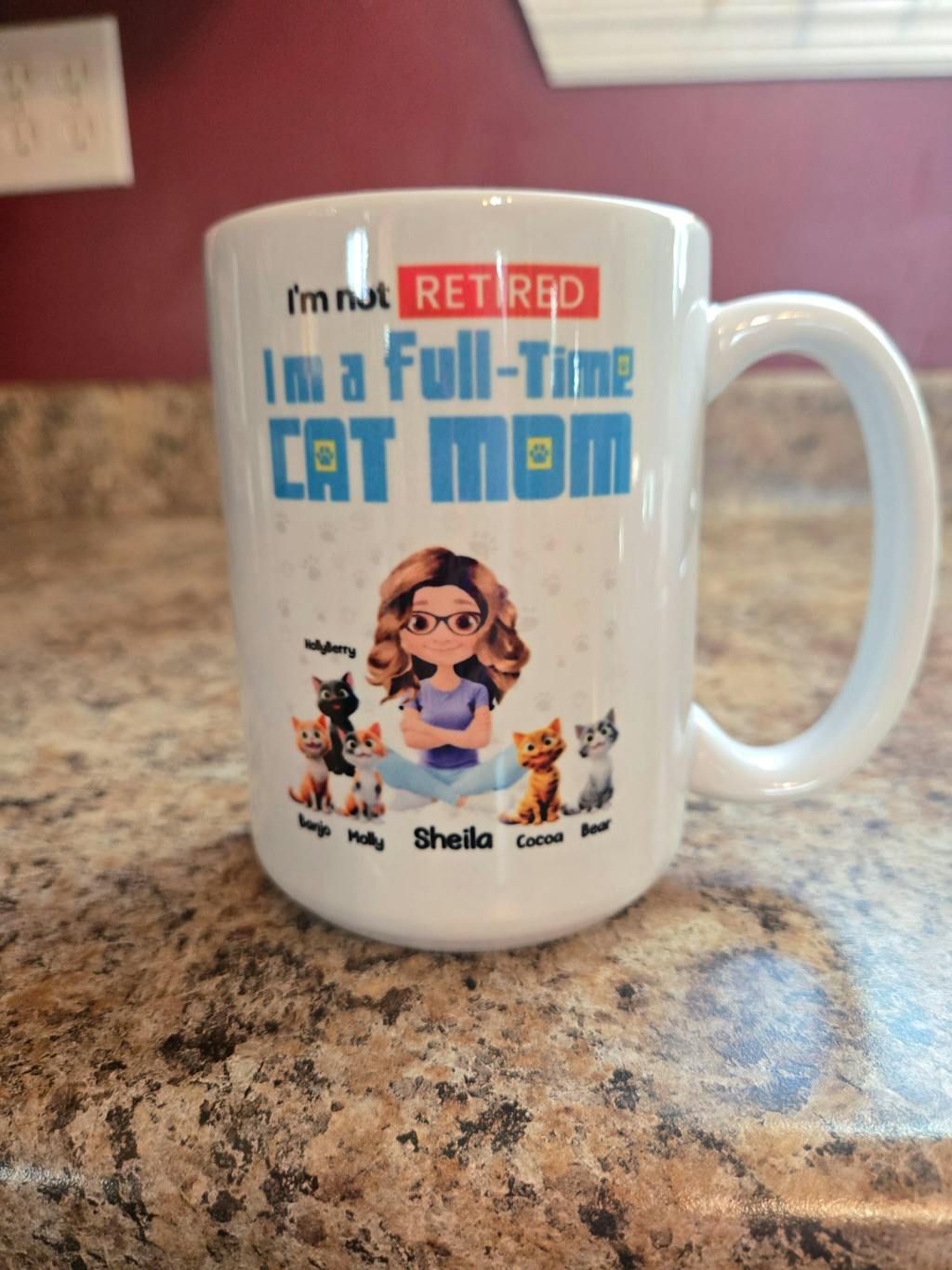 I'm Not Retired I'm A Full-Time Cat Mom - Personalized Custom Coffee Mug - CAT024_MG