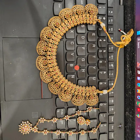 Gold Plated Handmade Necklace with Earrings