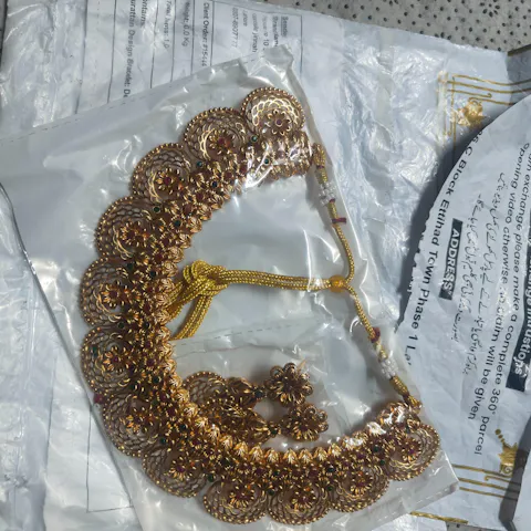 Gold Plated Handmade Necklace with Earrings