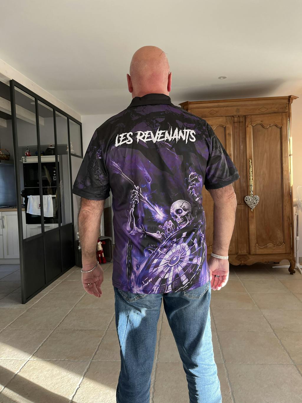 T-shirt Polo Darts Skull Personnalisé – Style Gothique Flamme | Vêtements Équipe Fléchettes Homme - A06172501