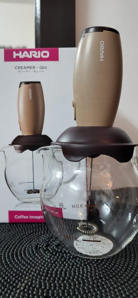 Hario | Creamer "Qto" Milk Foamer/Frother With Glass | 100 ml | GlassQ