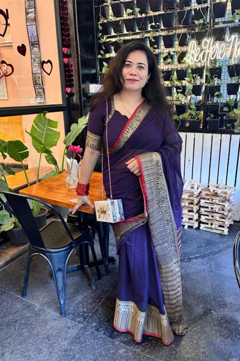 Deep Purple Handloom Narayanpet Cotton Saree
