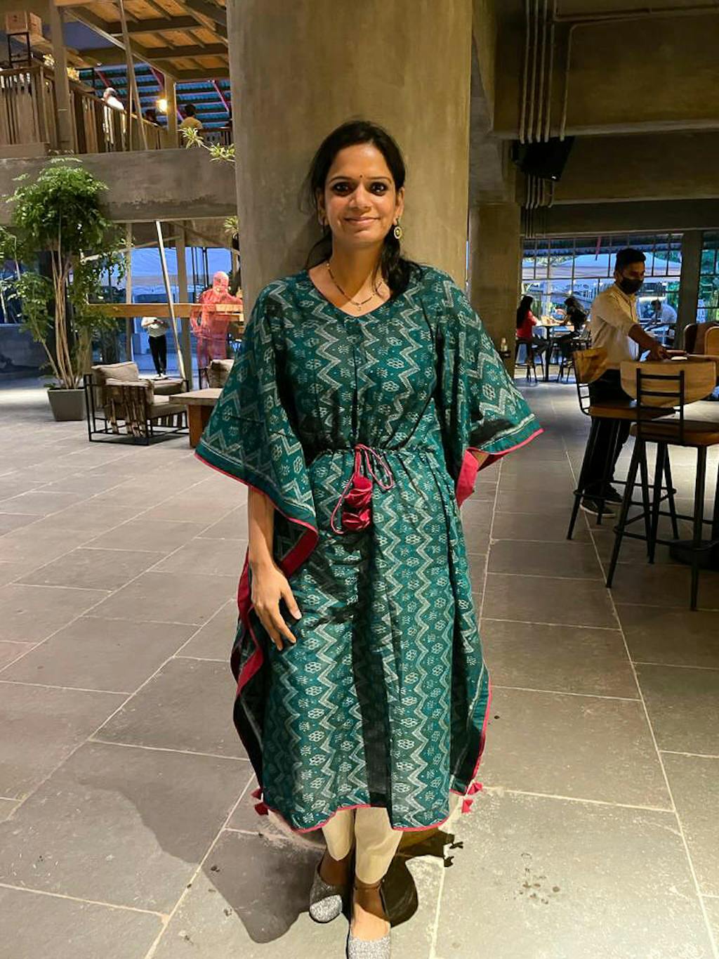 'Pine' Handwoven Ikat Pure Cotton Kaftan