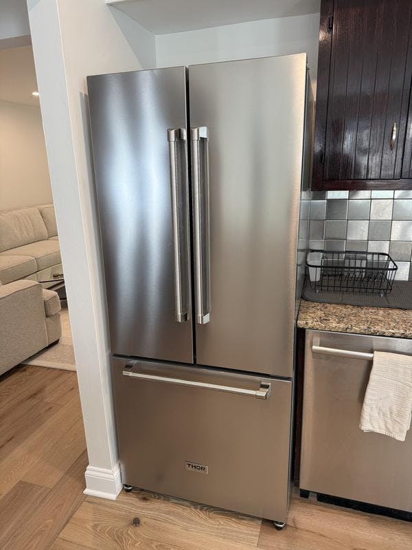 Gordon Ramsay by THOR Kitchen 30 in. 17.7 cu ft French Door Counter Depth Refrigerator with Ice Maker in Stainless Steel- RF3017FFD99