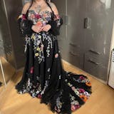Colorful Floral Wedding Dress with Detachable Puffy Sleeves