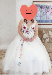 Romantic A Line Wedding Dress with Colorful Flowers and Open Back