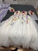 Romantic Colorful Wedding Dress with Detachable Puffy Sleeve