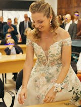 Colorful A Line Off Shoulder Wedding Dress with Embroidered Flowers