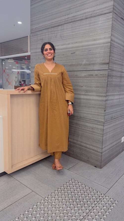 Brown Mulmul Kurta Set