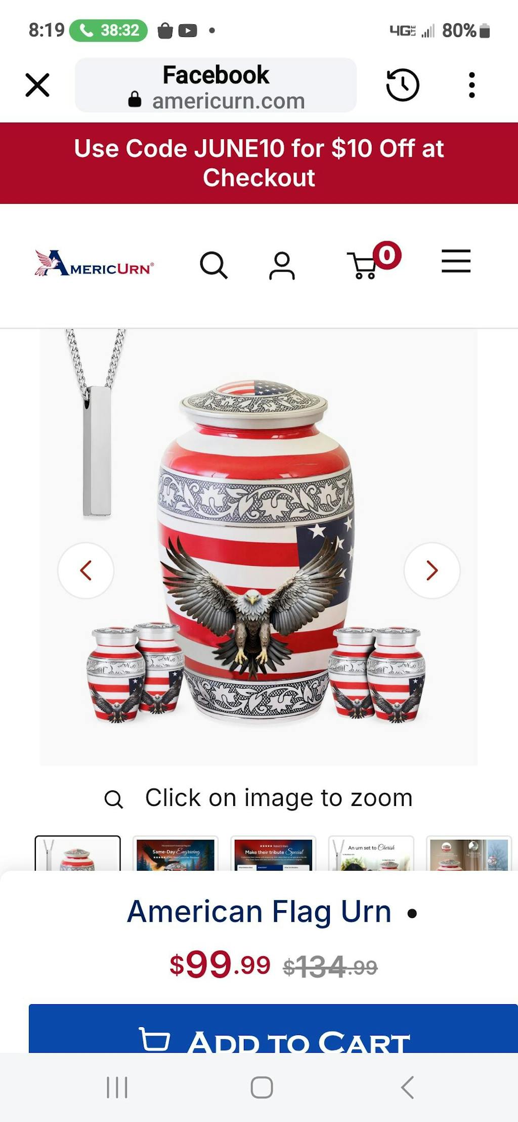 American Flag & Silver Engraved Cremation Urn