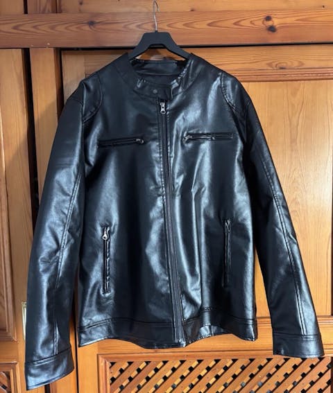 Herren-Stehkragen, Trendige Lederjacke, Hübsche Motorrad-Lederjacke