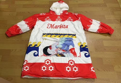 Personalizable Custom Sesshomaru Oversized Sherpa Hoodie Blanket