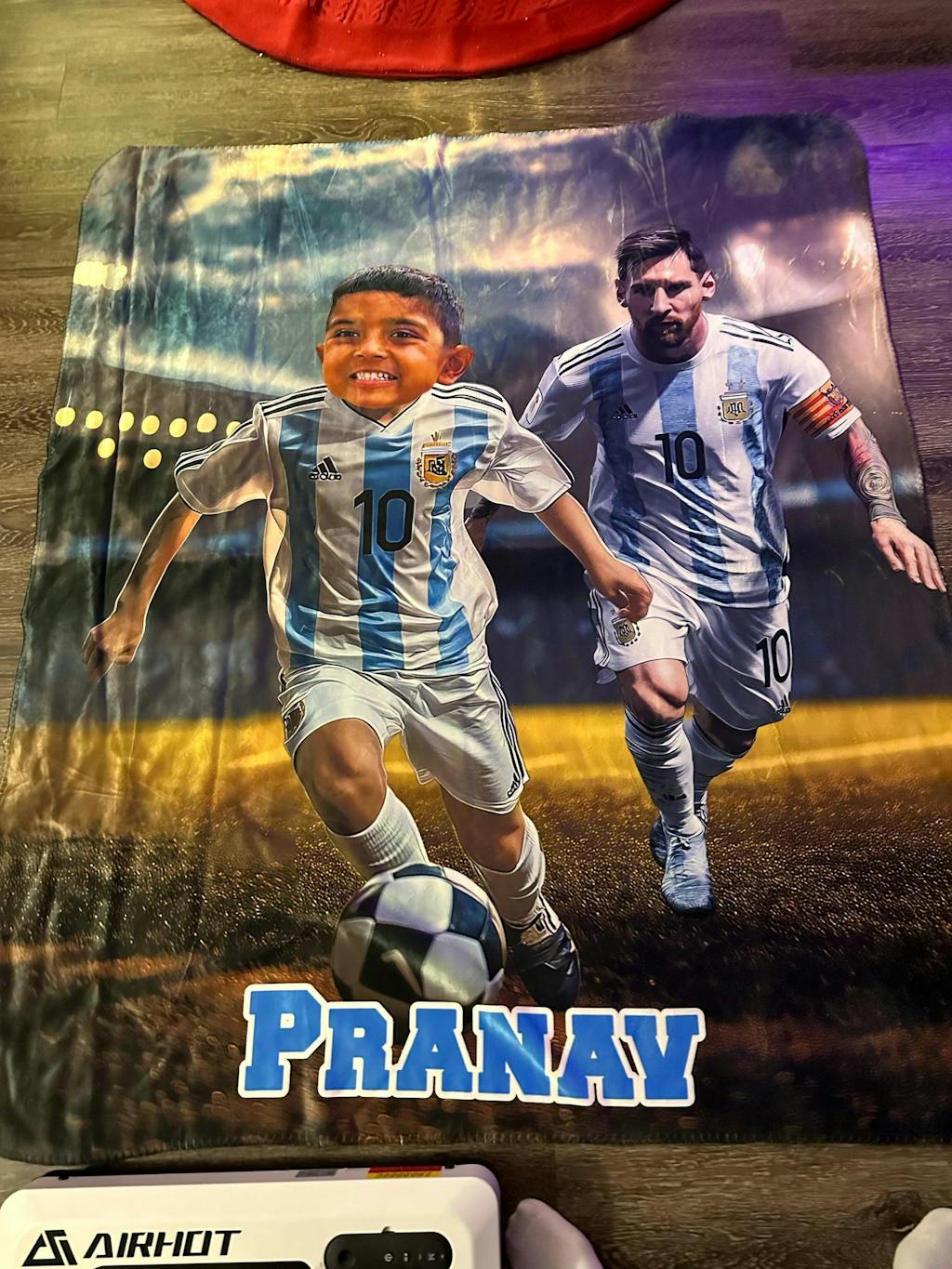 Personalized Soccer Blanket - Custom Face Name Football Photo Blanket for Boys