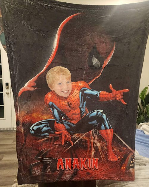 Personalized Spider Boy Blanket - Custom Superhero Throw | Soft Plush Minky